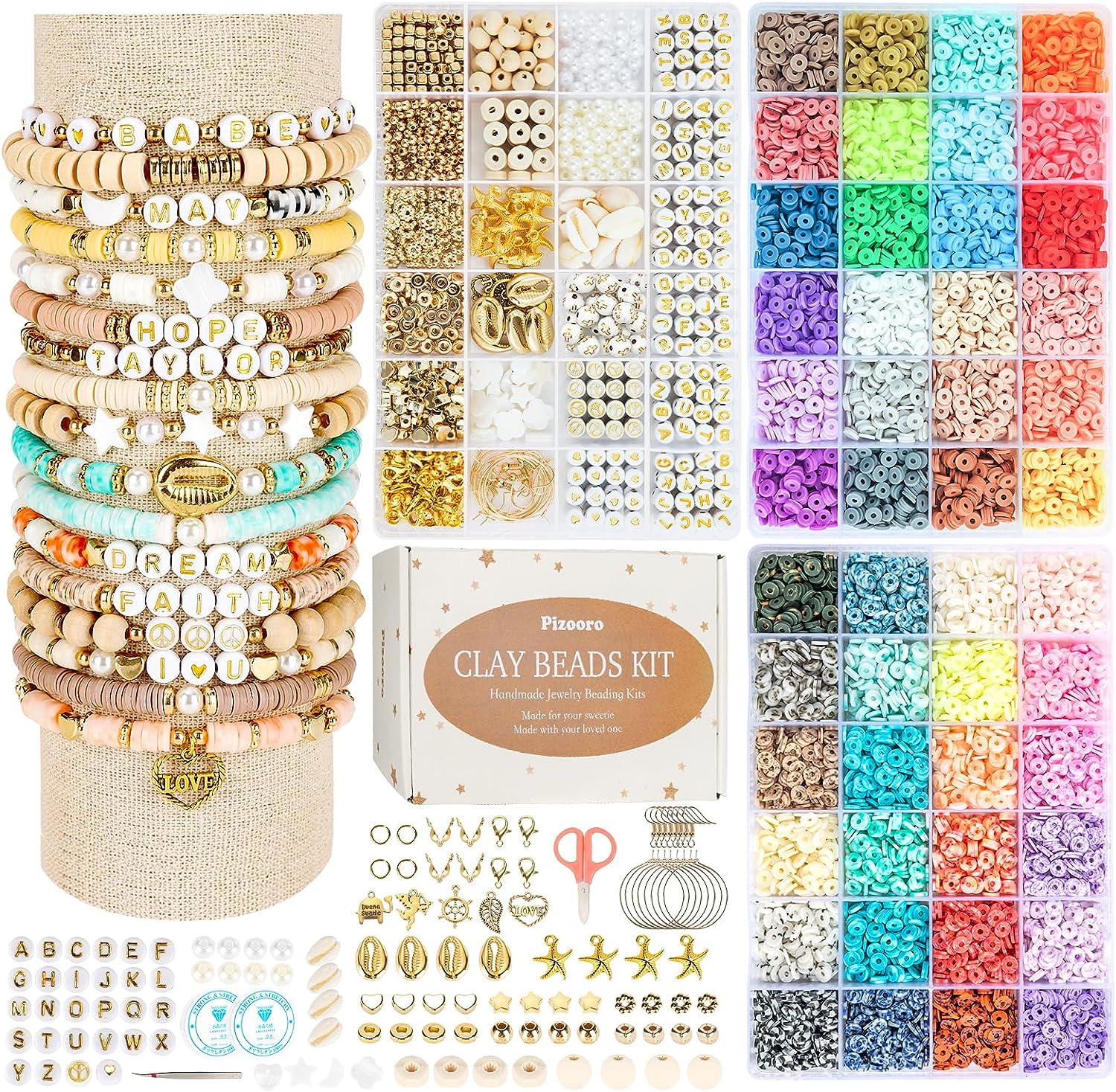Clay Beads, Bracelet Making Kit, Beads for Jewelry Making, Beads with Charm and Elastic Strings, Jewllery Beads -3 Boxes (10500pcs) Clay Beads, Bracelet Making Kit, Beads for Jewelry Making, Beads with Charm and Elastic Strings, Jewllery Beads -3 Boxes (10500pcs)